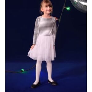 girl striped top and tulle bottom dress